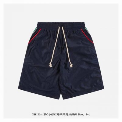 gucci 古驰 21Ss 双G小标红绿织带尼丝短裤 定制尼丝纺起皱面料 舒适度极好 新Logo贴片开模定做 灵感源自八十年代复古 定制面料 官方同款 同缸染面