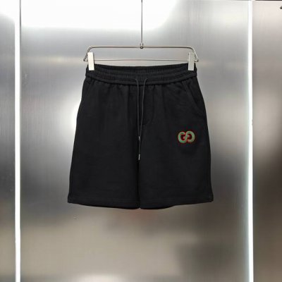 古驰 Gucci 2025春夏新款短裤五分裤！ 定制专属400克重毛圈布纯棉面料 双G字母刺绣Logo工艺设计 颜色：黑色 尺码：S-2Xl