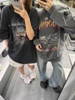 broken Moon巴黎风格25春夏新款宽松西班牙夜景印花做旧水洗男女短袖T恤 款号：013-136 码数：M-Xl 重磅2 G水洗做旧短袖，工厂P直批 ，爆