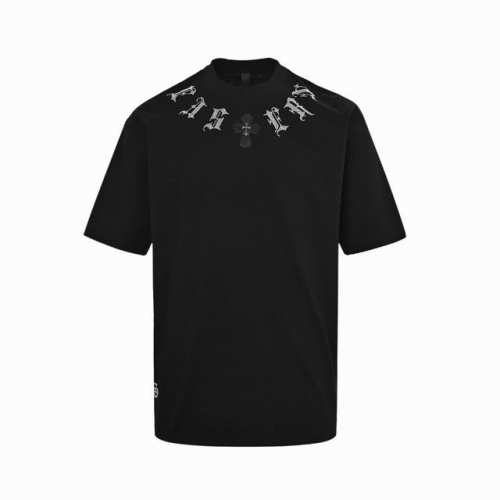 Chrome Hearts 克罗心 领口烫钻短袖 采用直喷进口机器印花 五金辅料均开磨定制 正确配置 黑色2025克罗心正品包装 280克定制定染双纱棉 版型