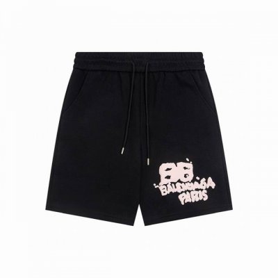 上新： 款号：B014 Balenciaga巴黎世家新款涂鸦字母印花短裤情侣款休闲五分裤 1面料采用活性黑360克非常优质厚实舒服的一款面料，腰部采用包边做工设