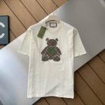 专柜还原顶级复刻版 Gucci古驰双G提花牛仔小熊贴布绣花情侣款短袖T恤 刺绣+刺绣』 Gucci贴布熊 超好看 胸前双G字母刺绣 面料采用32支230G双纱纯