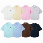 Ami paris Ss24小红爱心刺绣翻领宽松茧型纽扣开合情侣短袖衬衫-顶级八色齐发 Color：白色 黄色 粉色 绿色 蓝色 灰色 棕色 黑色 Size：S