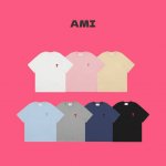 ami Paris 官网最新中爱心毛巾绣刺绣圆领情侣短袖T恤-顶级 7 色齐发！ Color：白红 蓝色 粉色 卡其色 灰色 藏青 黑红 Size：S M L