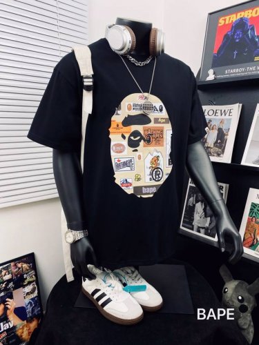 bape Summer Camp双面标志图案猿人头重工艺印花圆领短袖 高版本 猿人形象 260克优质高织纯棉面料 双纱精梳 质感柔软官网发售款 超级推荐 超人气