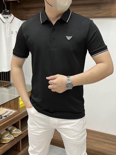 Armani 阿玛尼-2540Ss夏季新款 专柜时尚大爆款翻领T恤 休闲时尚外穿 内搭必备款 舒适好看上身可见 定制进口高端丝光面料 手感细腻丝滑有质感 上身舒