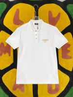 Fend* 2025Ss春夏新款丝光珠地翻领polo 胸前重工刺绣标识 上身舒适轻柔 标准版型 黑白两色 码数：M L Xl Xxl Xxl