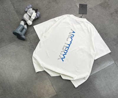 潮牌Arcteryx 始祖鸟两色夏季字母大Logo印花短袖！纯棉男女同款T恤上衣 前胸印花Logo字母，后幅印花始祖鸟Logo！胸前以及后背不开裂不脱胶！属于怎