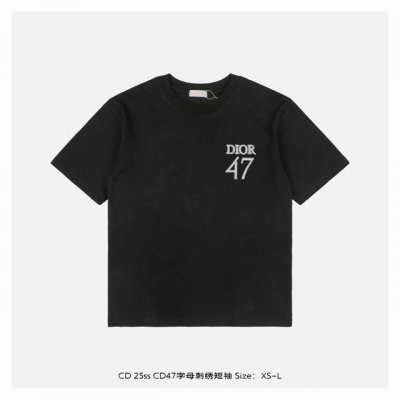 dior 迪奥 25Ss Cd47字母刺绣短袖 面料采用260克重双纱精梳棉，定制32支1*1螺纹，成衣两遍水洗处理，面料舒适亲肤无异感，定制定染面料，纺织密度
