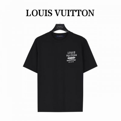Louis Vuitton & Chrome Hearts 联名款Logo字母印花短袖T恤 定织洗水260G双纱纯棉面料，棉感舒适，下水不变形 海外专柜同步，微