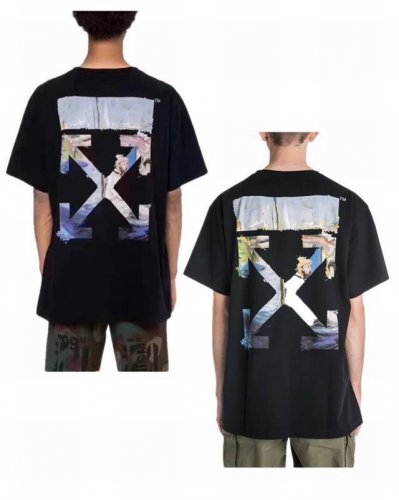 经典款春夏新品 品牌：Off-White 莫奈油画款短袖T恤！ 颜色：米白 黑色 尺码：Xs-S-M-L 男女同款 面料：采用定制230克32织纯棉双纱面料，坯