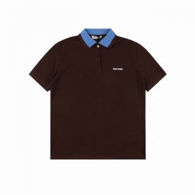 miu Miu缪缪Mm 蓝拼领珠地布短袖Polo衫 正品6317购入开发，采用双股精疏棉珠地布 克面料，定制扁机罗纹，进口刺绣，面料酵洗，定制辅料，合身版型 S