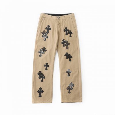 chrome Hearts 克罗心 迷彩棋盘十字贴皮牛仔裤- 男女同款 充满探索时尚极致的Chrome Hearts新款克罗心裤子 巧妙融合迷彩十字 棋盘十字等