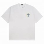 chrome Hearts 克罗心 十字架泼墨梵文字母百搭潮流短袖T恤男女同款 吊牌 领标 水洗唛 三标齐全 定织定染250克精梳棉面料 黑白色 S-Xl