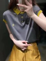 桑蚕丝翻领刺绣夏季天丝短袖针织衫 洋气减龄Polo领上衣小衫 新款上新胸围53衣长57