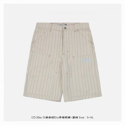 dior 迪奥 25Ss 口袋条纹Dio字母短裤-蓝线 以法式优雅为底色 将街头灵感注入25新作 以立体剪裁重构经典廓形 饰以粉色条纹图案 单排扣利落收束身形