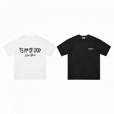 100 fear Of God Fog Essential 纽约限定字母 Logo印花圆领短袖T恤 color：黑色 白色 size：S M L Xl numb