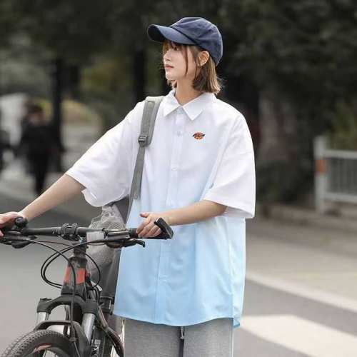 上新 Dickies 迪克斯夏季5色渐变冰丝情侣款宽松港仔短袖衬衣衬衫 简单大方显瘦遮肉 简约的穿衣 气质的展现 做工缝线平整,宽松显瘦舒适透气 容易洗涤快洗快
