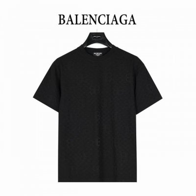 balenciaga 巴黎世家 25Ss 暗纹满印双B提花短袖T恤 32S双纱1*1螺纹 面料螺纹同缸定染 进口提花机织造而成的提花面料 利用各种提花构造 使纱