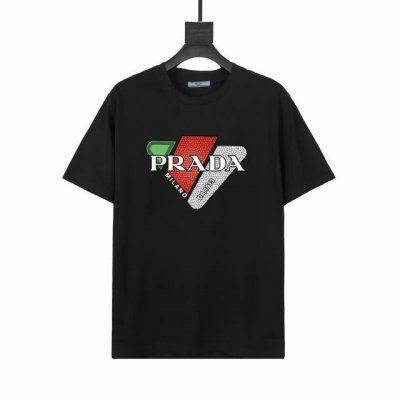 ff395#P90 顶级高品 prada 普拉达短袖T恤 高端32S双纱280克面料 印花采用超高品质不脱胶工艺 超高克重高密度超高品质 经过高温缩水定型 毛料