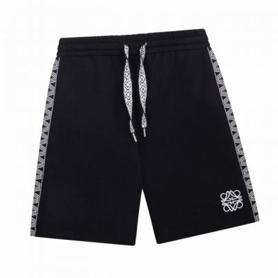 罗意威 Loewe 夏季新款 经典Logo刺绣拼接织带休闲短裤 高品质纯棉面料、特别手感、超级质感 舒适柔软透气 休闲宽松版型 潮流男女同款 Color: 黑色