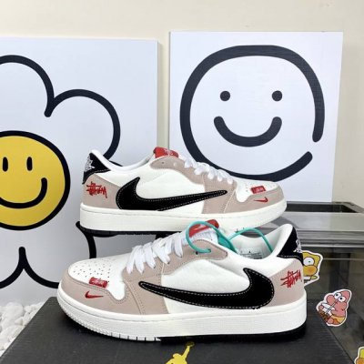 Nike Aj1 Jordan Air Jordan 1 Low Aj低帮联名白红倒钩 码数36-44 男女现货