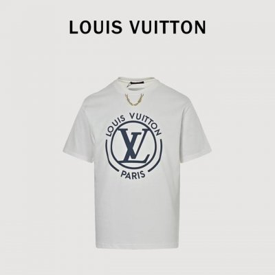 本地自取200 louis Vuitton/路易威登 25Ss 经典印花Logo金属链条 短袖T恤 采用300克双股双纱全棉面料，手感更加舒适.亲肤透气不起 球