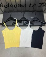 Chanel香奈儿小香定制双C颗粒感针织吊带背心 款号：25670103531 颜色：黄色 白色 黑色 尺码：均码 80-125斤