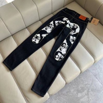 db-508 Evisu做旧牛仔长裤Evisu 福神牛仔裤 情侣款特供中山原厂原浆牛仔，面料环保，做旧拼接元素，和带有欧美风格的腰果花组合，与M的完美结合、个性