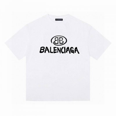 Balenciaga巴黎世家短袖半袖T恤 采用260G双纱100%精梳纯棉面料 螺纹定织定染无色差！采用过肩拉条工艺，百洗不变形！ -采用高端印花，百洗不开裂！