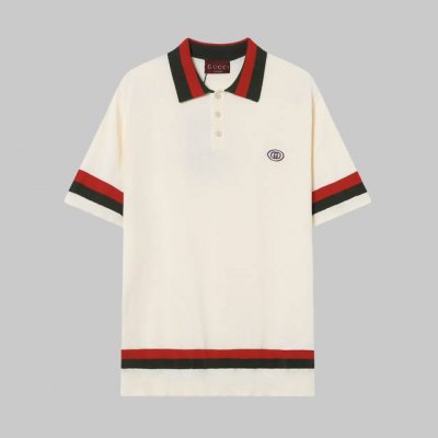 高品质 gucci 古驰红绿条纹针织polo短袖 高端品质 三标齐全 舒适透气 经典简约 精致时尚 细节呈现高端品质 男女同款 颜色:黑色 杏色 码数:Xs-L