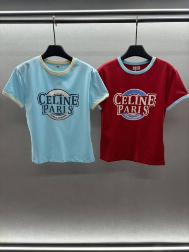 2660 Spring And Summer ！Celin*，撞色字母T恤， 减龄又好看，夏天的颜色， 简直不要太可爱，质感在线， 完美细节处理！ 两色，三码！