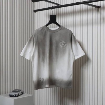 Chromehearts 克罗心 25Ss 马蹄贴布刺绣烧花水洗破洞短袖T恤 秀场私人订制系列 整衣做旧激光烧花定制300克双纱面料 美式酸洗做旧原身布激光烧花