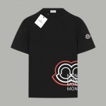 90 Moncler 蒙口 2025官网同款 前后模糊标识Logo 印花双纱纯棉短袖 - 280G双纱纯棉顶级面料 手感柔软 百分百纯棉独家出货 定染硫化黑无尘