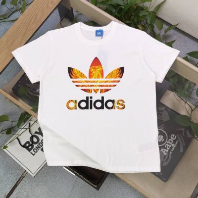 上新 款号：Tx294 2025新款Adidas阿迪达斯三叶草元素碰撞图案Logo印花休闲情侣短袖T恤，轻奢高级，上身效果，绝绝子，采用220克纯棉面料，全套定
