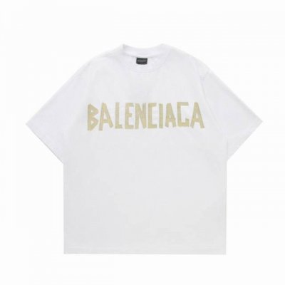 顶级复刻版本 Balenciaga 巴黎世家经典款重工黄色胶带拉浆做旧破洞圆领短袖T恤 款号：36801 面料: 300重磅纯棉，随意对比 规格采用实打实300