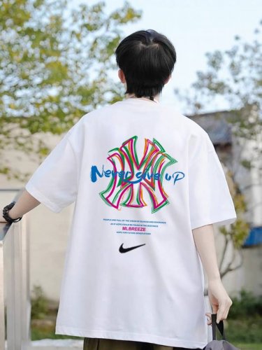 260G重磅纯棉 Nike 耐克 Nk Mlb联名 Ny “Never Give Up”永不言弃 短袖T恤 男女同款 半袖 情侣款 面料工艺： 1.260G重磅