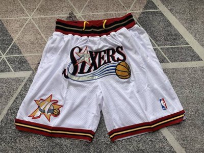 款号K05 顶级刺绣版本 Mitchell &Ness X Just Don联名费城76人队复古高街刺绣球裤 篮球短裤 Just Don Nba 球队球裤系列单