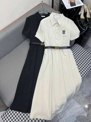 dio*/25Ss新款翻领衬衫连衣裙字母绣花装饰/搭配腰带/时尚大方/两色三码Smla807P370