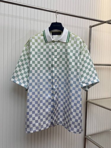lv 路易渐变棋盘格翻领短袖衬衫 Size：S M L Xl