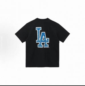 款号 615 New Era Mlb Logo印花圆领运动短袖T恤 男女同款 面料 双纱纯棉 260克 颜色 黑色 白色 码数 S M L Xl