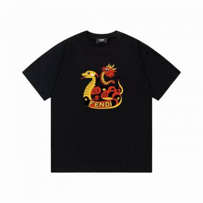 fendi 芬迪 蛇年Logo印花纯棉百搭潮流短袖T恤男女同款 吊牌 领标 水洗唛 三标齐全 定织定染280克精梳棉面料 尺码 S-Xxl 颜色 黑色 白色