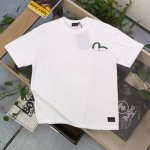 款号 F676 2025新款Evisu福神品质保证海浪图案Logo字母印花休闲情侣短袖T恤 经典永远不会过时 人手必备款 230G纯棉精梳棉不起球不起毛 上手质