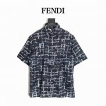 Fendi 芬迪 24Ss亚麻满印短袖衬衫 面料定位印花耗时15天 纽扣定制贝壳扣 夏日穿面料舒适 衣服门禁对位极耗面料 尺码：S-Xl