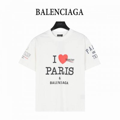 balenciaga & paris 25Ss 联名多元素标识印花短袖T恤 巴黎世家新款Iparis和Balenciaga碰撞 早春巴黎世家新款 时尚多元来袭