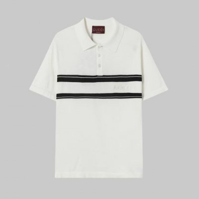 高品质 gucci 古驰经典黑白条纹针织polo短袖 高端品质 三标齐全 舒适透气 经典简约 精致时尚 细节呈现高端品质 男女同款 颜色:黑色 白色 码数:Xs
