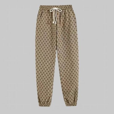 高品质 the North Face Gucci 刺绣满幅经典双G松紧抽绳哈伦束脚休闲裤 醒目的标志性满幅提花双G图案 高腰抽绳松紧 下脚摆做了一个束脚 裤型能