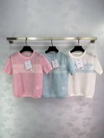 dio*25春夏新款针织圆领短袖 蝴蝶提花装饰 经典品牌字母Logo撞色提花点缀 高级时髦轻奢百搭 尺码Sml。T226B