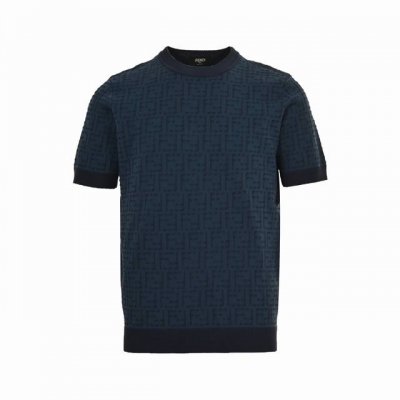 fendi 芬迪 25Ss 全幅Ff提花针织短袖 正品9500购入 定染40支料疏棉纱 奢弹云纹丝拉架毛料 采用德国欺特乐织机14针 毛料酵洗 毛料提花 定制辅
