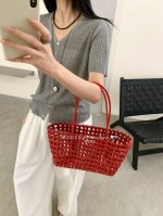 坑条V领短袖开衫